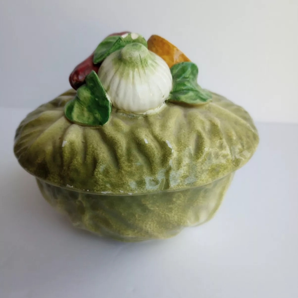 Vintage Walter Hatches Italian pottery Cabbage Bowl with Lid See Description